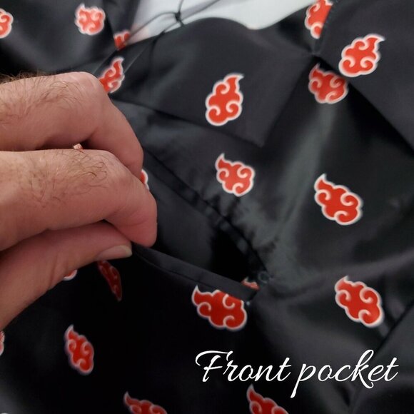Naruto Hypland Akatsuki Shirt Silky Feel Anime Button Up Top Men's XL NWT - Picture 9 of 10